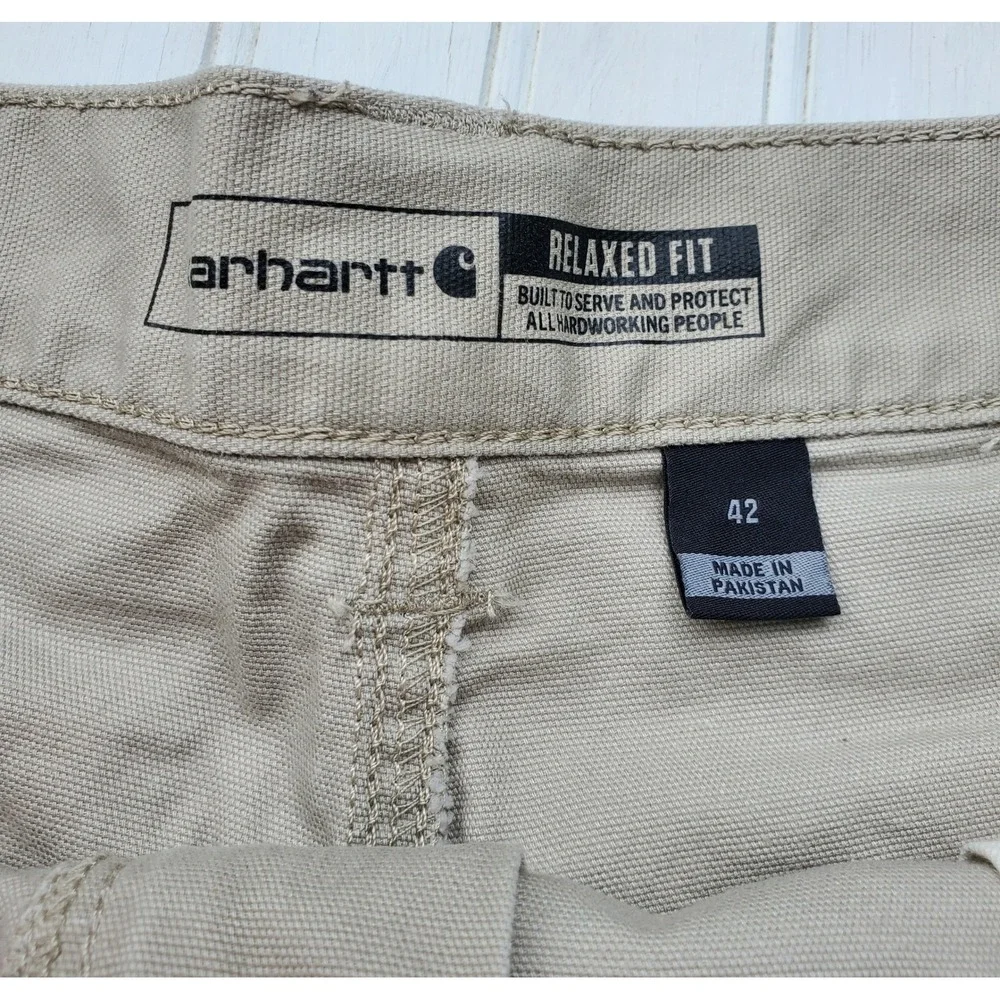 Carhartt Mens Rugged Flex Relaxed Fit Canvas Work Shorts 3 Pair Gray Tan Size 42